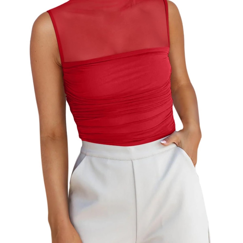 ReoRia Red Mesh bodysuit nwt
